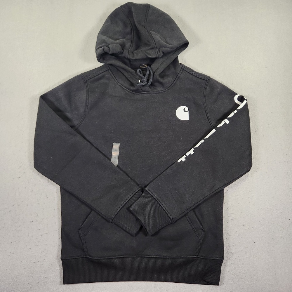 Carhartt Hoodie Womens XS Black Relaxed Fit Midweight Sweatshirt Pullover NWT